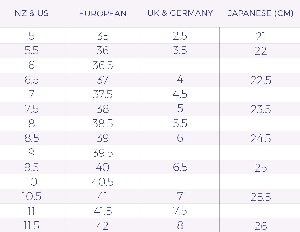 Size Guide Table